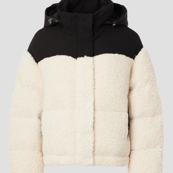 Maje Black and Cream Puffer Jacket - Picture 3 of 3